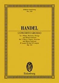 Handel: Concerto grosso Bb major Opus 3/2 HWV 313 (Study Score) published by Eulenburg